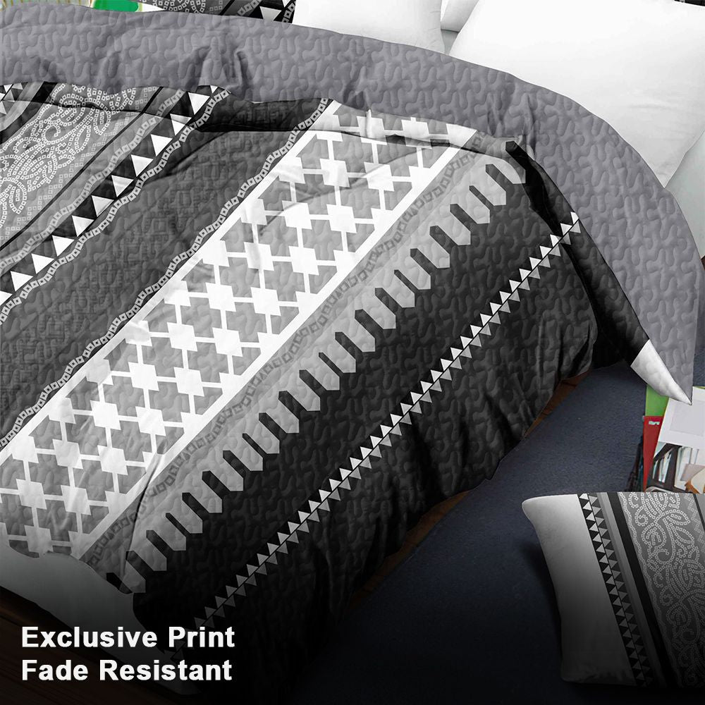 3-Piece Black & White Tribal Pattern Bedding Set (Queen/King/Cal King)