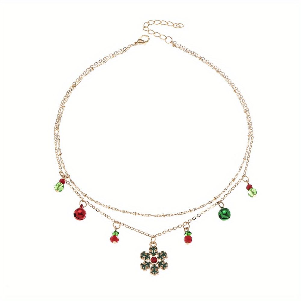 Fashionable Bell Snow Necklace Double Layer Clavicle Chain Women's