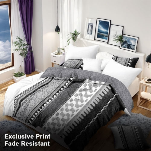 3-Piece Black & White Tribal Pattern Bedding Set (Queen/King/Cal King)
