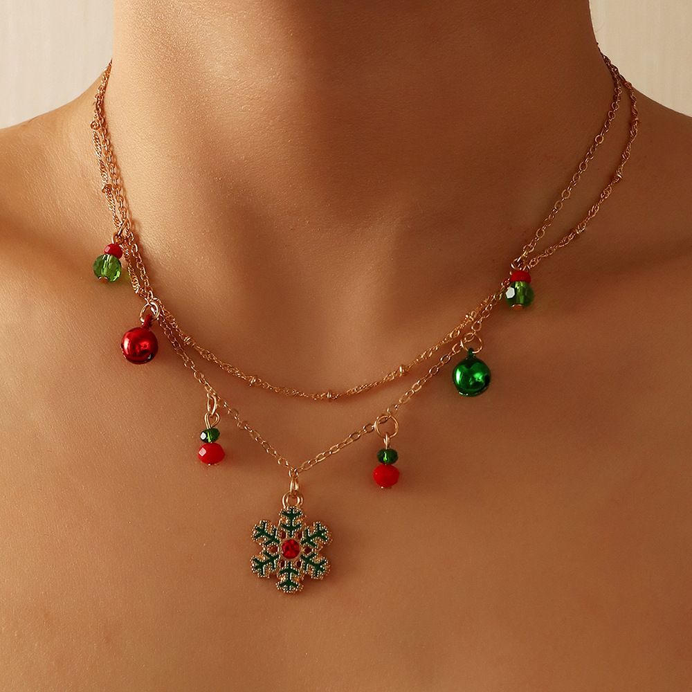 Fashionable Bell Snow Necklace Double Layer Clavicle Chain Women's