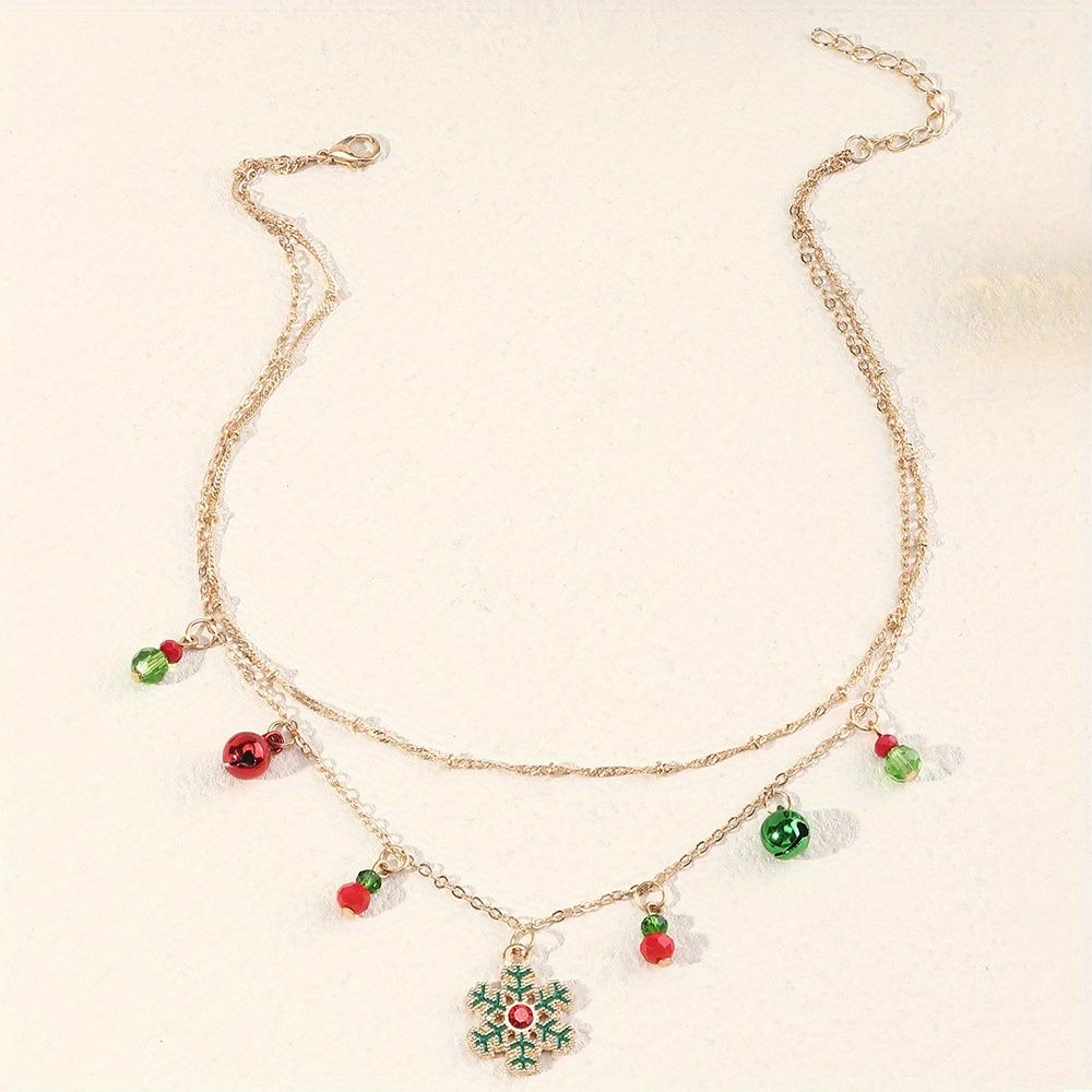 Fashionable Bell Snow Necklace Double Layer Clavicle Chain Women's