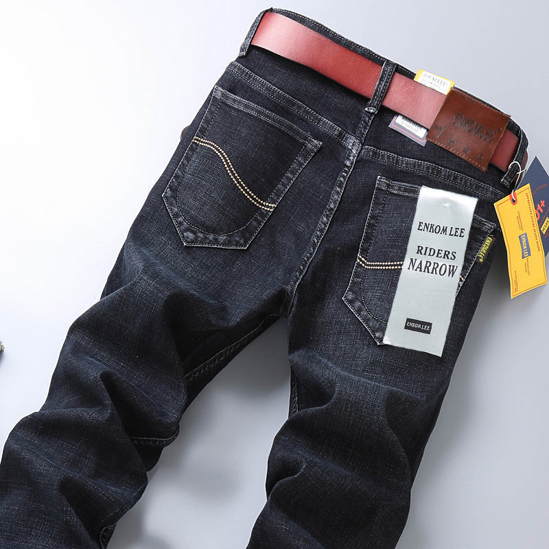 Men's Pants Straight Slim Stretch Business Casual Korean Style