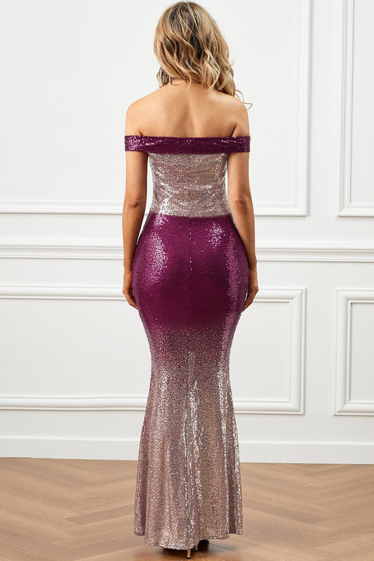 Off-the-shoulder Sequin Party Evening Maxi Dress