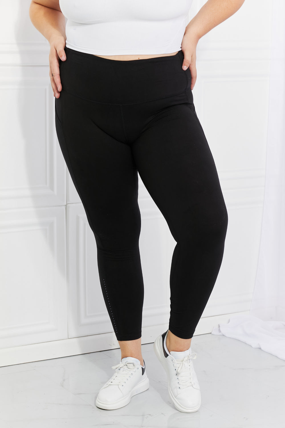 Leggings Depot Full Size Strengthen and Lengthen Reflective Dot Active