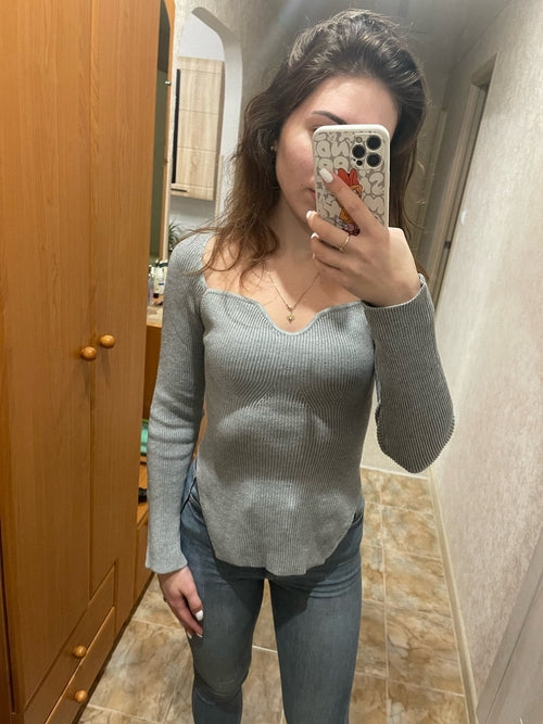 Women's Off-neck Pullover Long Sleeve Top Bottoming Sweater