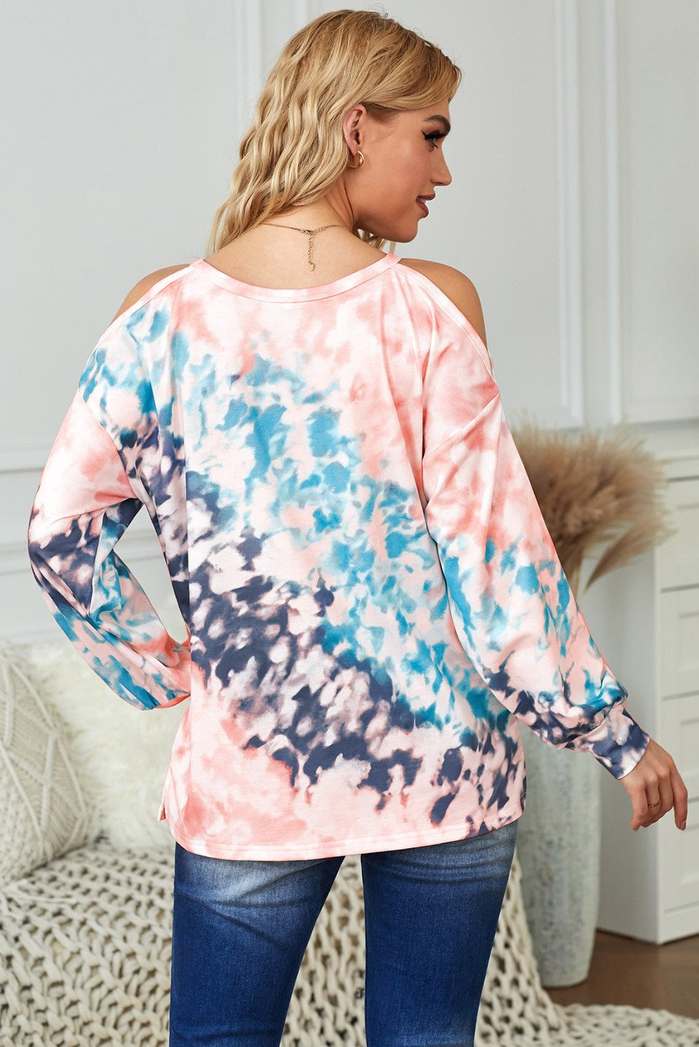 Waves Tie Dye Cold Shoulder Top