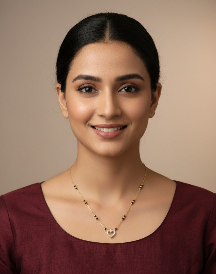 Elegant Gold-Plated Mangalsutra for Women with Black Beads-D01