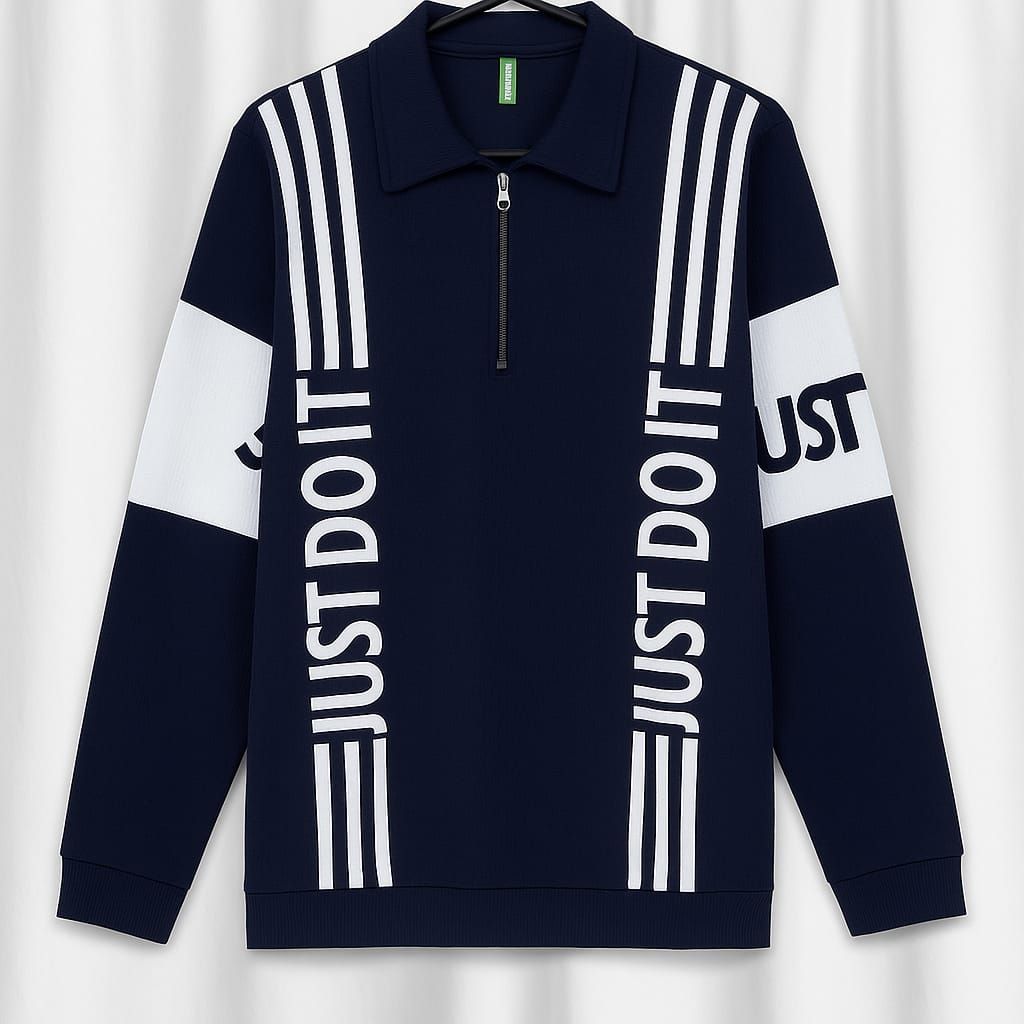 Navy Zip Polo Sweatshirt | 
