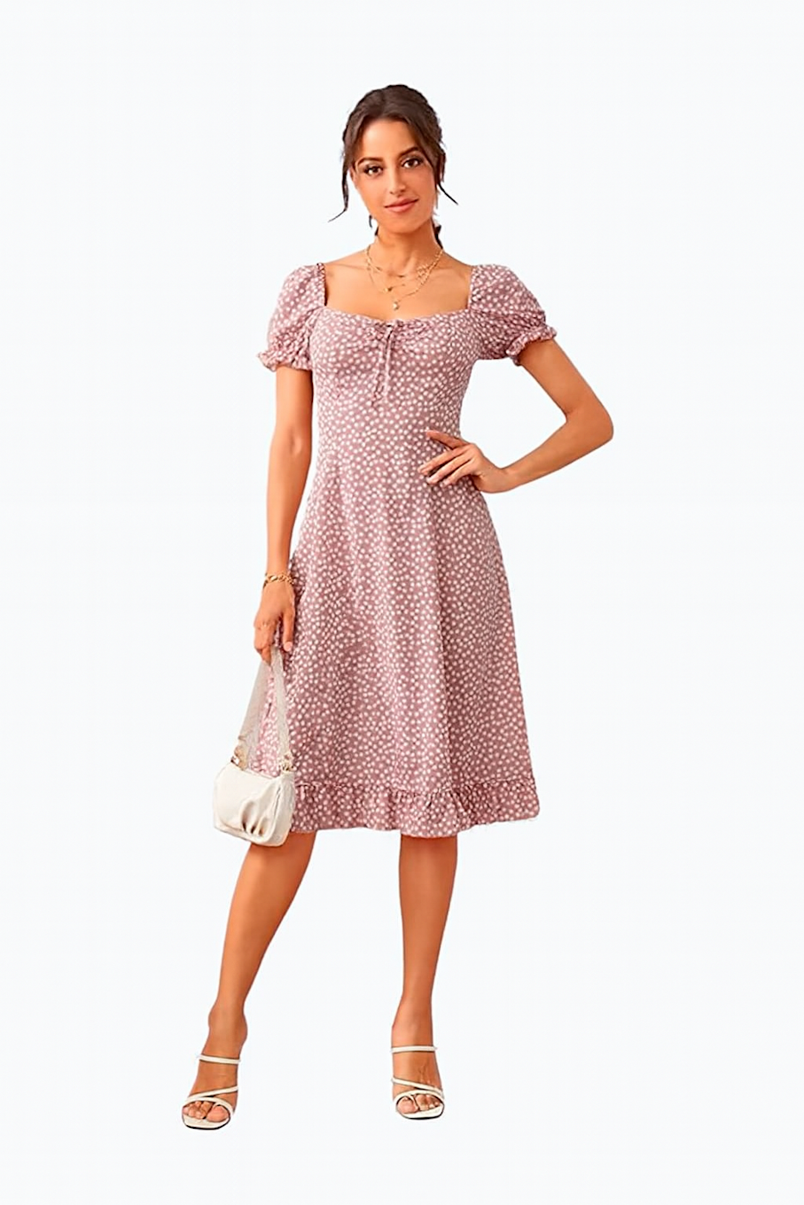 Women's A-line Dress-Pink (Size-2XL) | D04