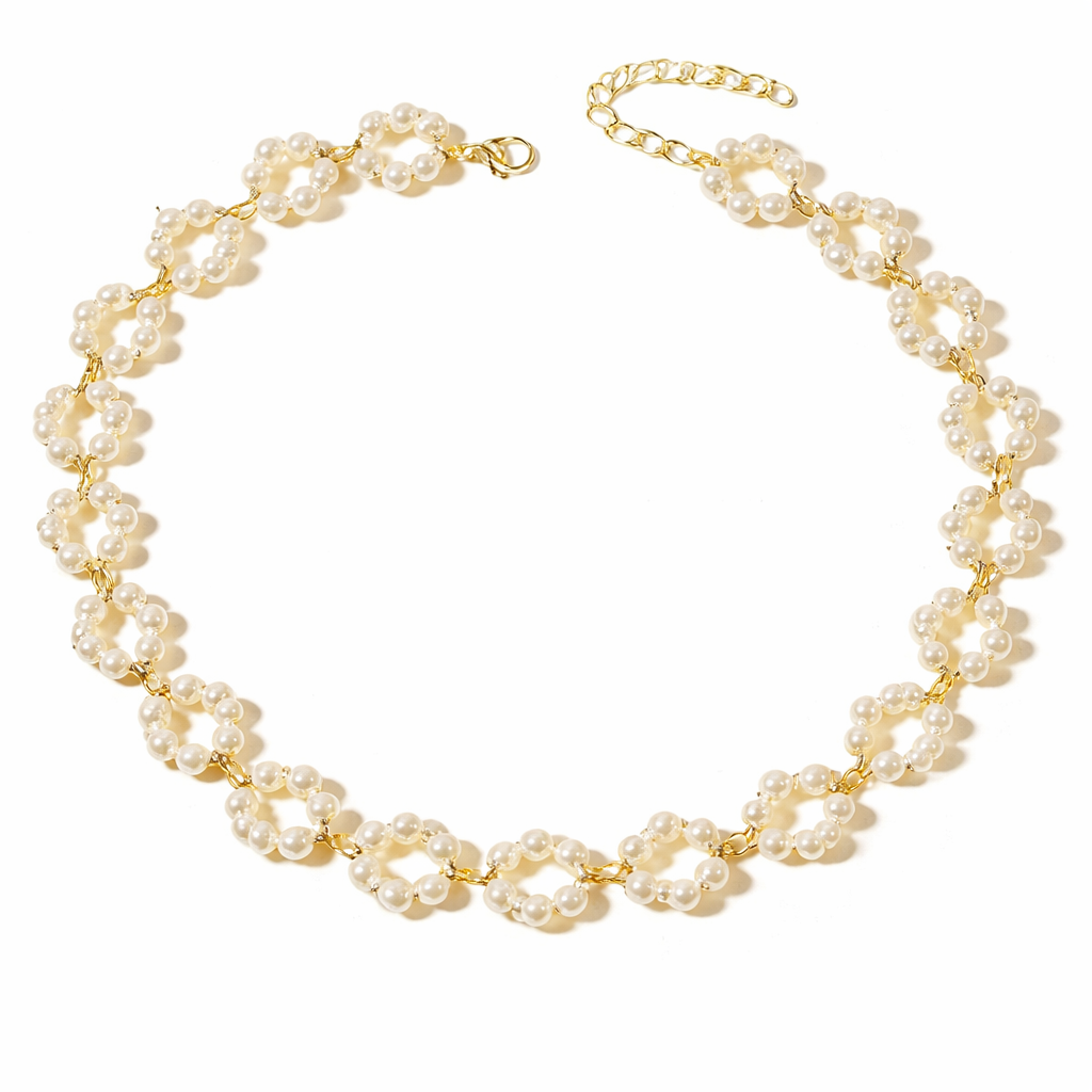 Minimalist Gold-Tone Pearl Link Necklace