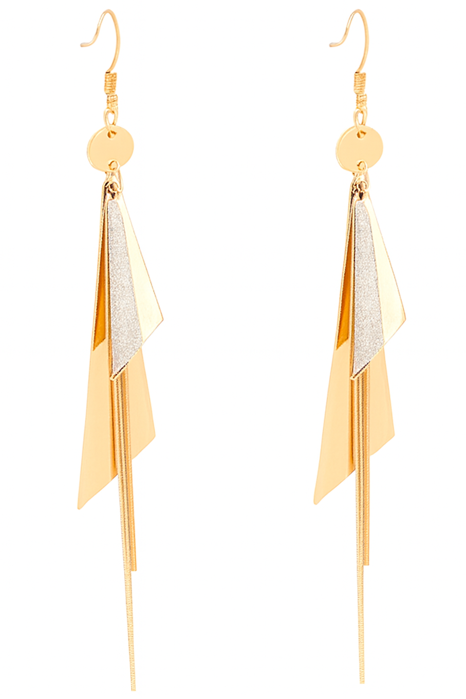 Geometric Gold and Silver Tiered Drop Earrings
