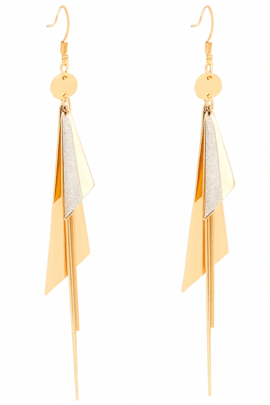 Geometric Gold and Silver Tiered Drop Earrings