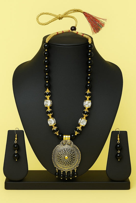Antique Gold Plated Necklace Set – Ethnic Jewelry for Women