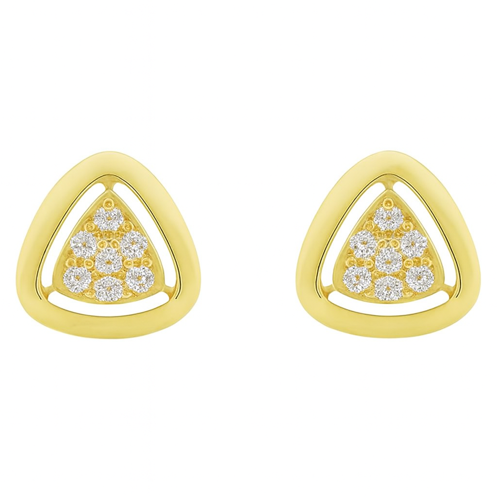 Gold Trillion Diamond Stud Earrings