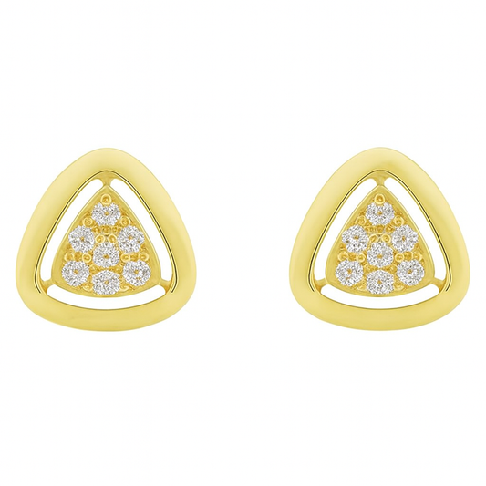 Gold Trillion Diamond Stud Earrings