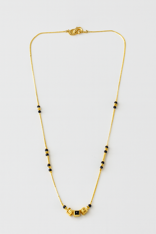 Gold Cube Bead Chain Necklace for Women