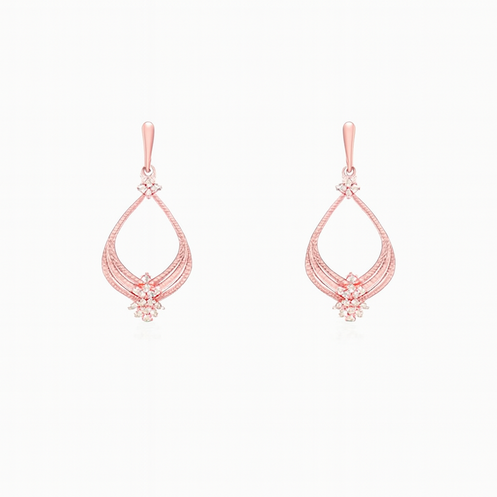 Rose Gold Teardrop Diamond Dangle Earrings