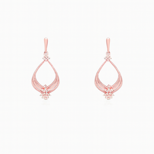 Rose Gold Teardrop Diamond Dangle Earrings
