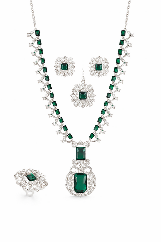 Emerald & Diamond Bridal Jewelry Set