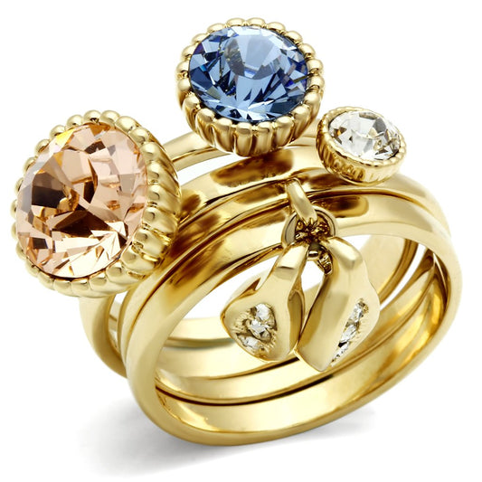 GL276 IP Gold(Ion Plating) Brass Ring with Top