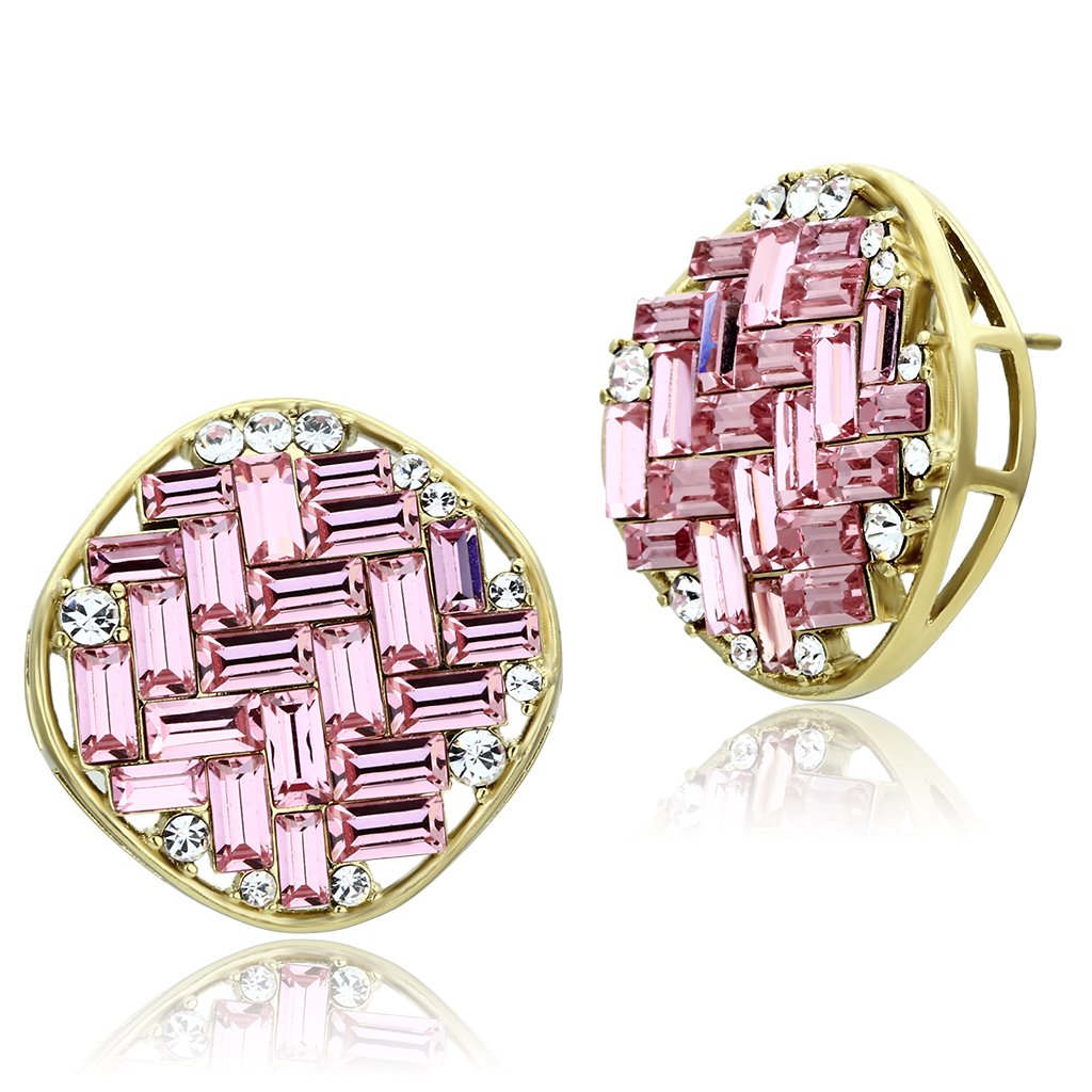 GL348 - IP Gold(Ion Plating) Brass Earrings with Top Grade Crystal  in