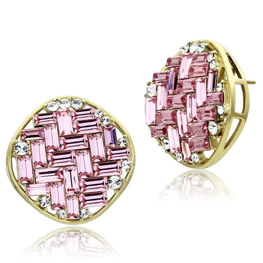 GL348 - IP Gold(Ion Plating) Brass Earrings with Top Grade Crystal  in