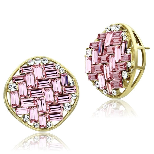 GL348 - IP Gold(Ion Plating) Brass Earrings with Top Grade Crystal  in