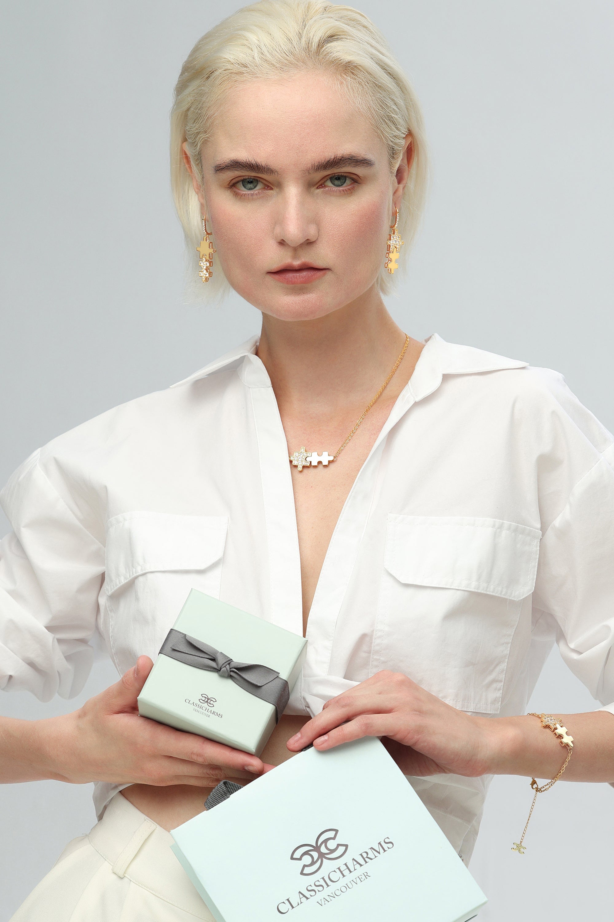 Gold Jigsaw Puzzle Necklace