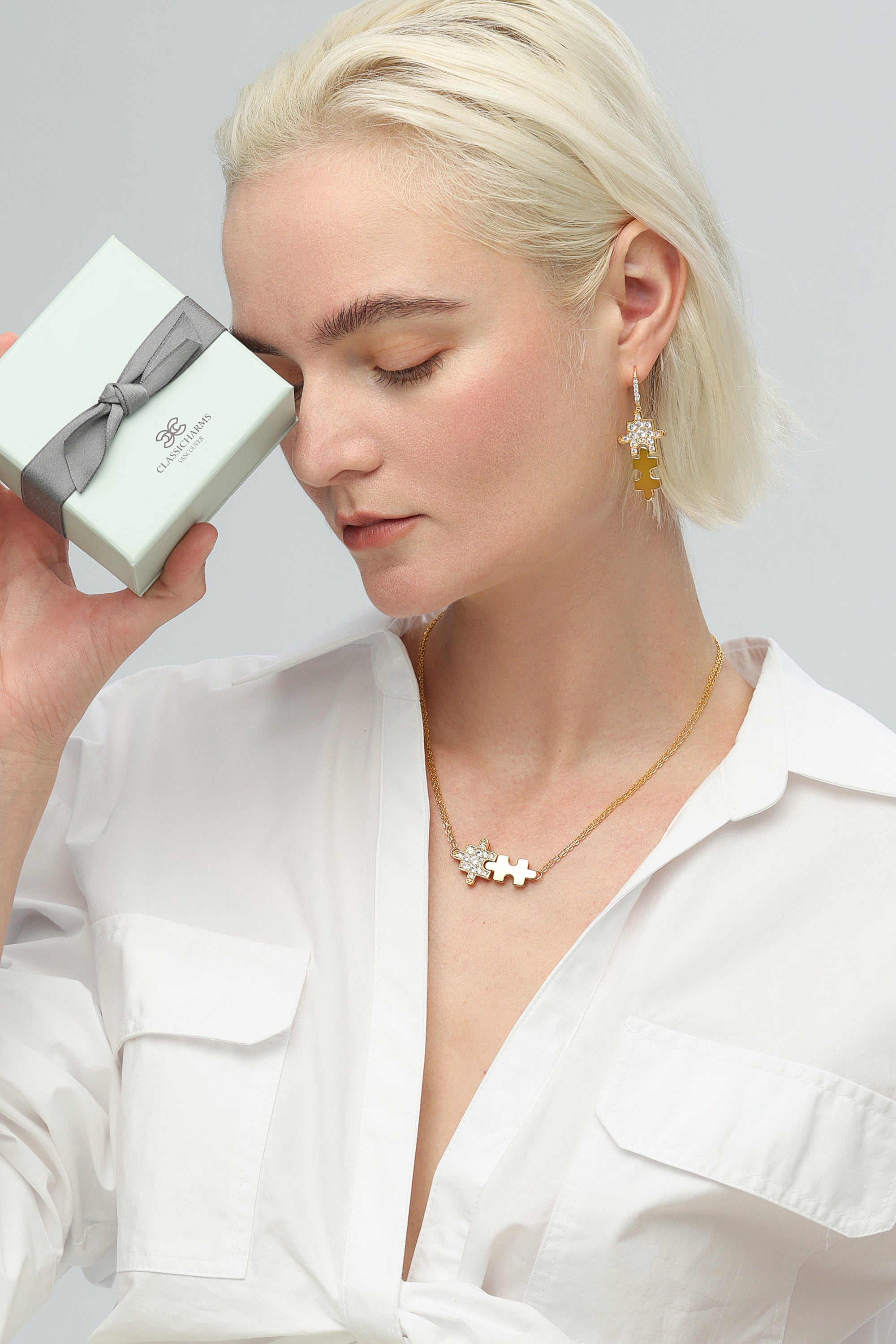 Gold Jigsaw Puzzle Necklace