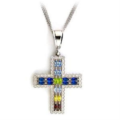 LOA556 - Rhodium 925 Sterling Silver Necklace with AAA Grade CZ  in