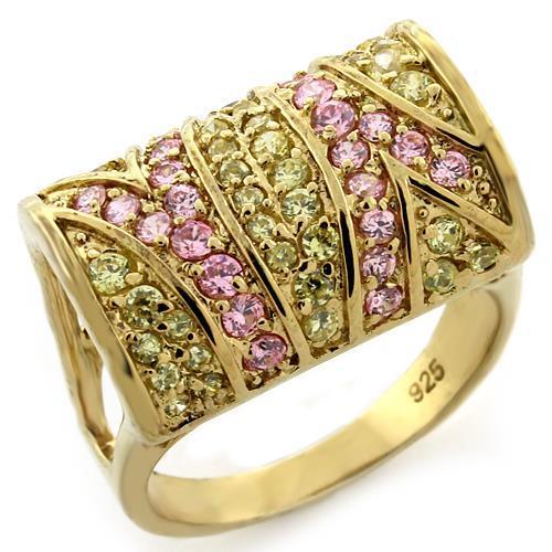 LOAS1139 - Gold 925 Sterling Silver Ring with AAA Grade CZ  in Multi
