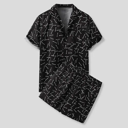 Men's Full Size Button Up Shirt and Shorts Set