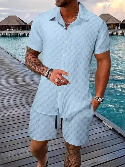 Men's Fashion Stylish Short Sleeve Top and Shorts Set