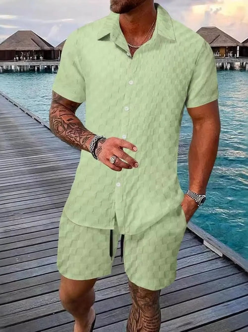 Men's Fashion Stylish Short Sleeve Top and Shorts Set