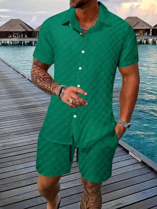 Men's Fashion Stylish Short Sleeve Top and Shorts Set