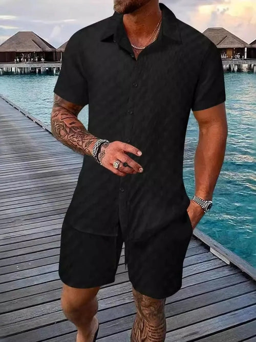 Men's Fashion Stylish Short Sleeve Top and Shorts Set