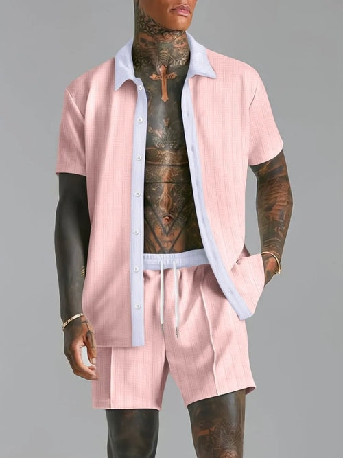 Men’s Fashionable Short Sleeve Top and Shorts Set