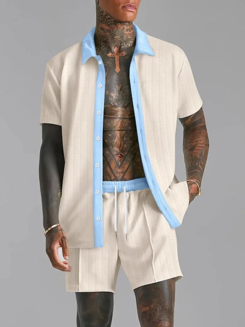 Men’s Fashionable Short Sleeve Top and Shorts Set