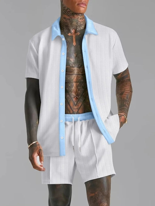 Men’s Fashionable Short Sleeve Top and Shorts Set