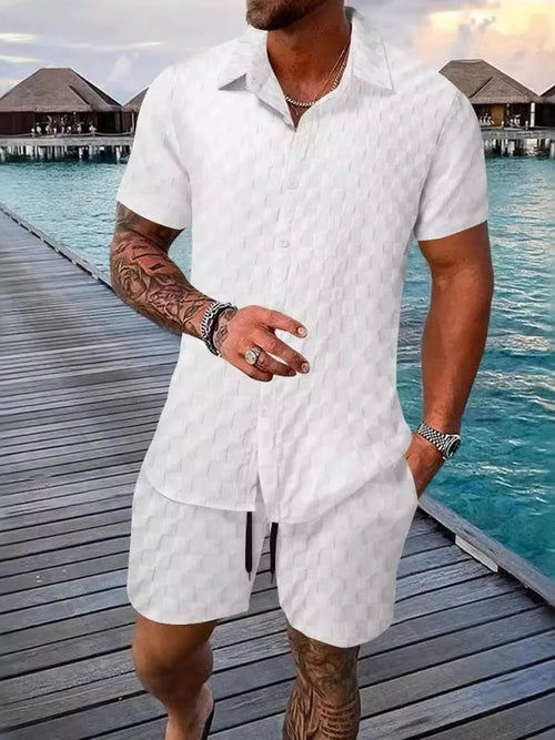 Men's Fashion Stylish Short Sleeve Top and Shorts Set