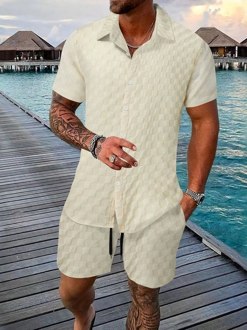 Men's Fashion Stylish Short Sleeve Top and Shorts Set