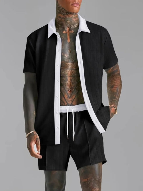 Men’s Fashionable Short Sleeve Top and Shorts Set