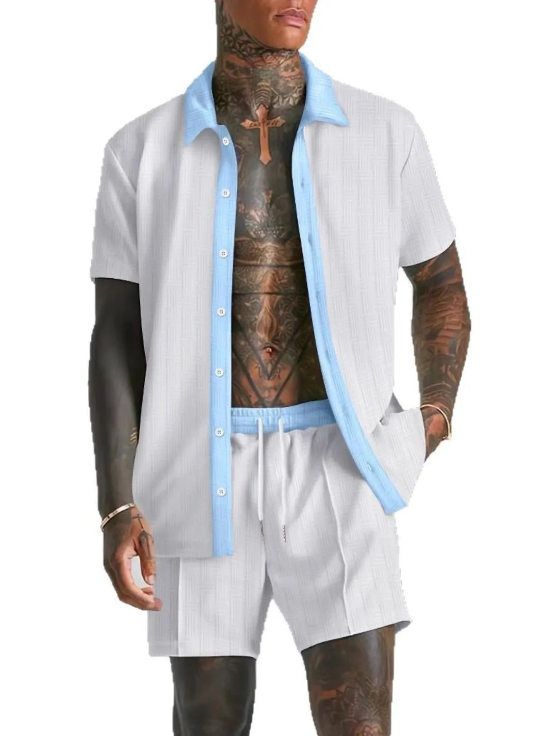 Men’s Fashionable Short Sleeve Top and Shorts Set