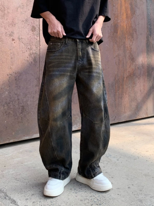 Men's Full Size Distressed Wide - Leg Jeans Plus Size