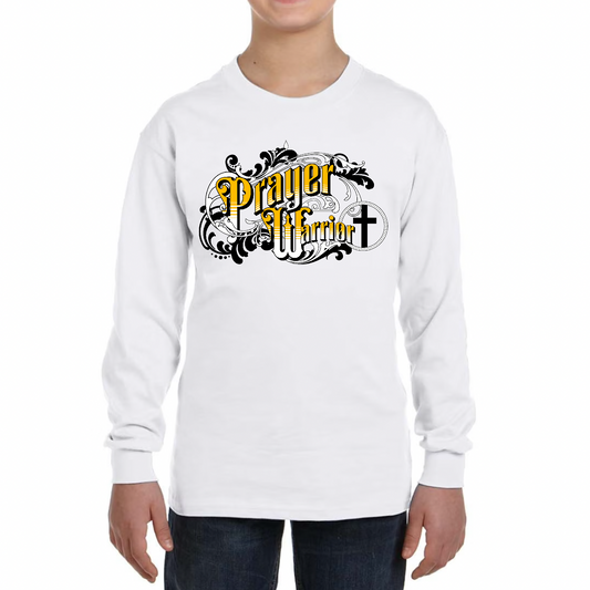 Youth Long Sleeve Graphic T-shirt - Prayer Warrior Victorian Style