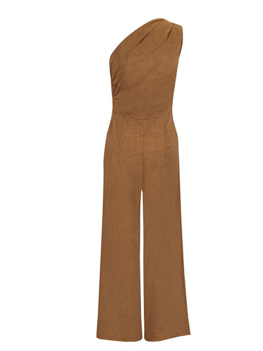 Trendy One-Shoulder Wide Leg Jumpsuit