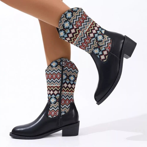 Elegant Point Toe Block Heels Boots