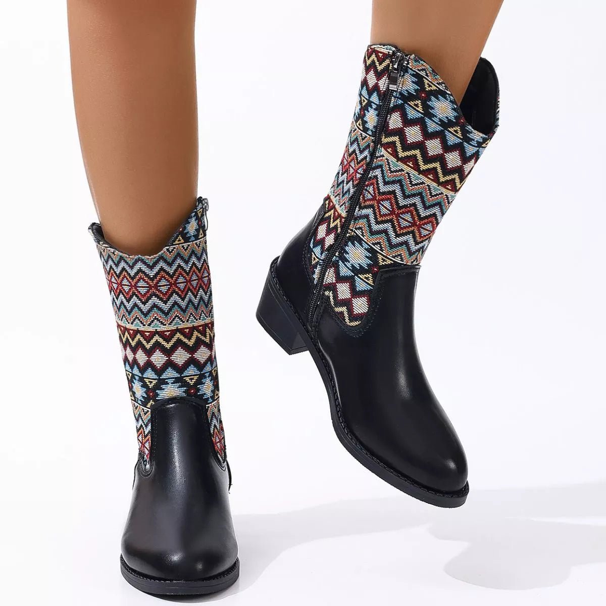 Elegant Point Toe Block Heels Boots