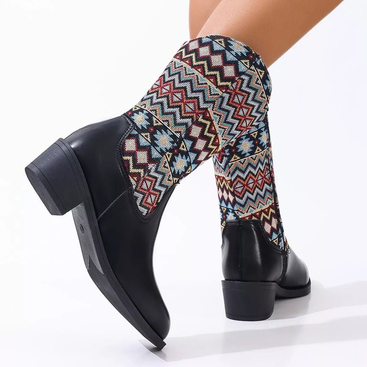 Elegant Point Toe Block Heels Boots