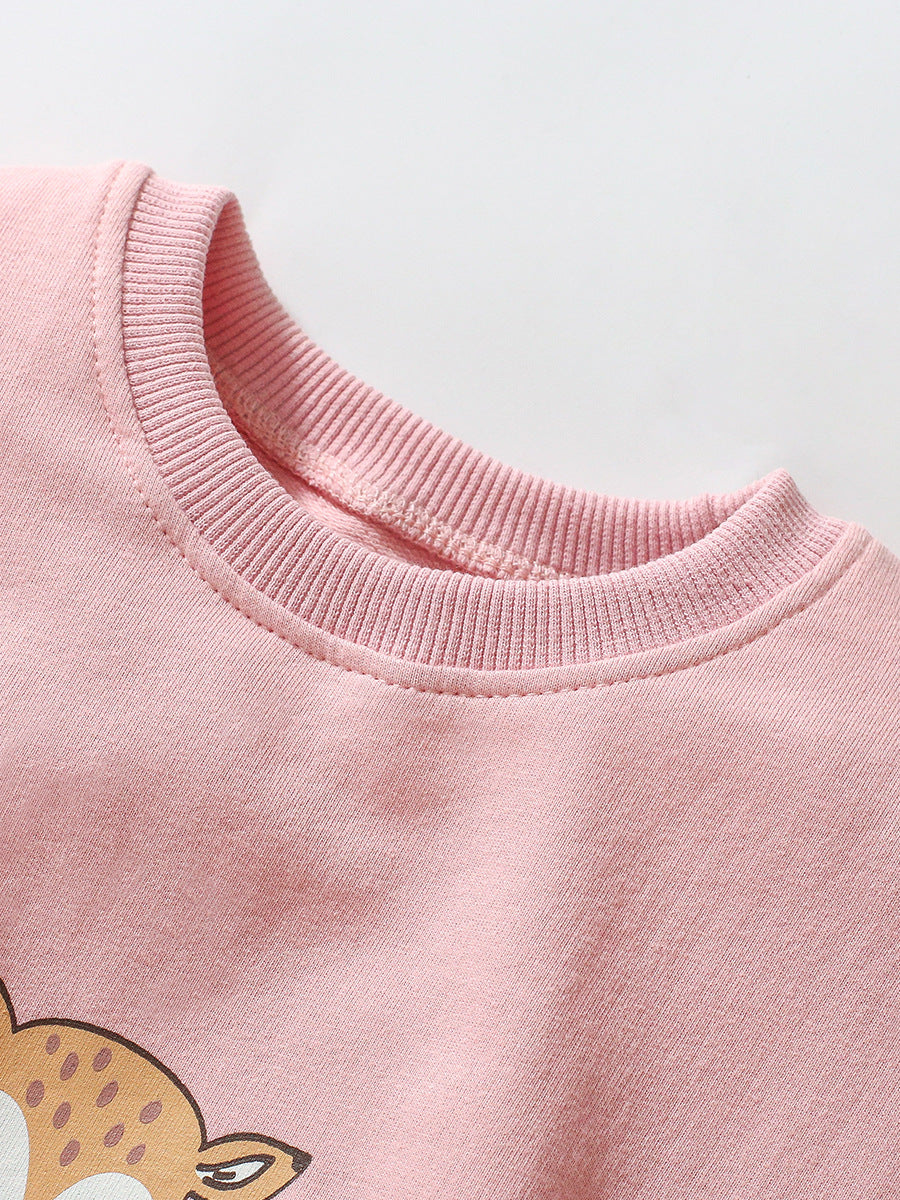 Autumn Baby Kids Girls Cartoon Little Deer Pattern Pullover Clothing